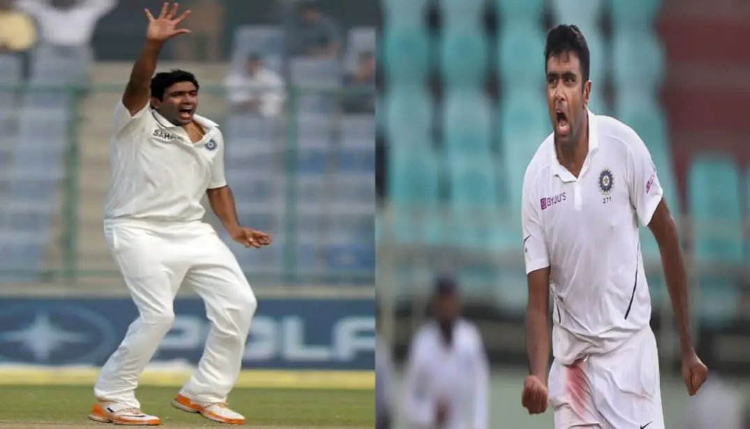 R. Ashwin celebrating a wicket during his Test debut