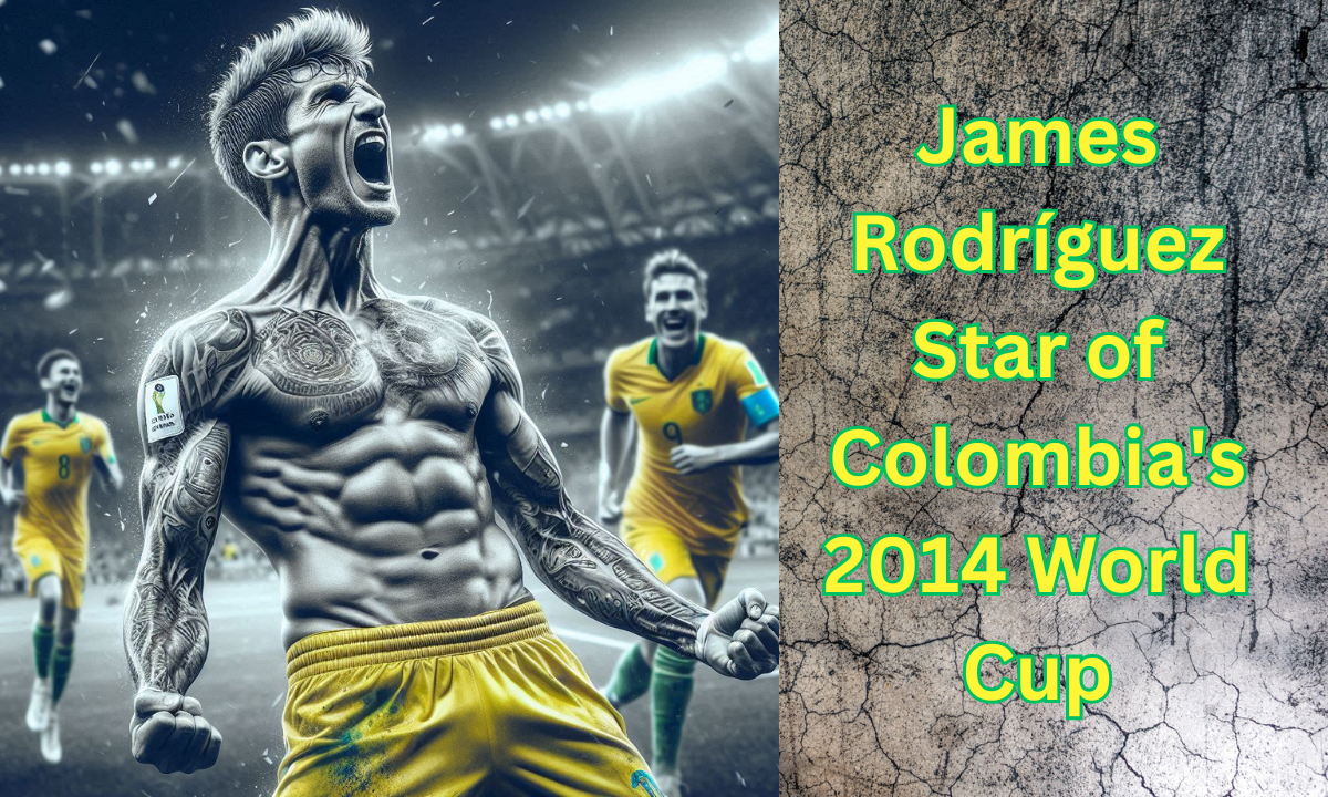 James Rodríguez celebrating a goal during Colombia's 2014 World Cup match