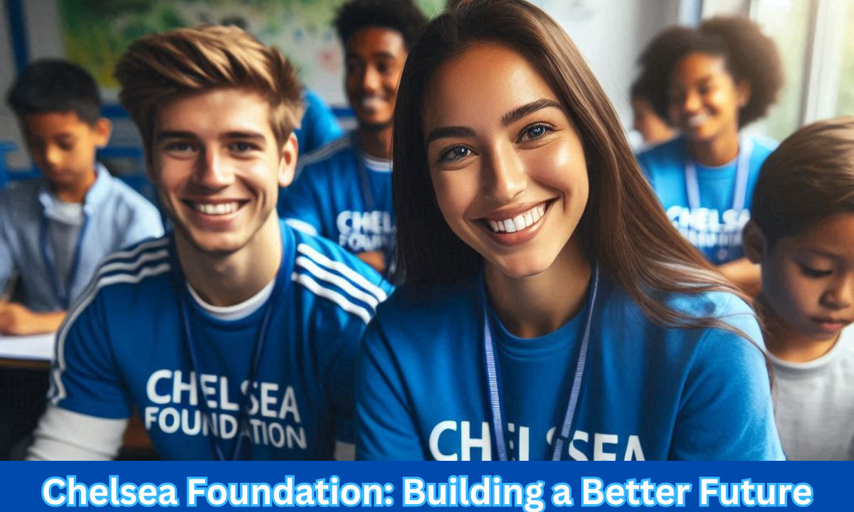 Chelsea Foundation community program, volunteers helping children play football