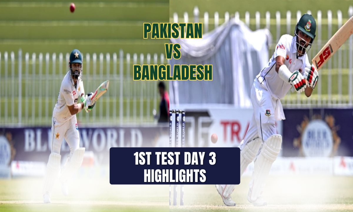 Pakistan vs Bangladesh cricketers in action during the 1st Test match, Day 3.