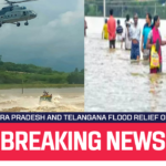 Helicopter conducting flood relief operations in Andhra Pradesh.