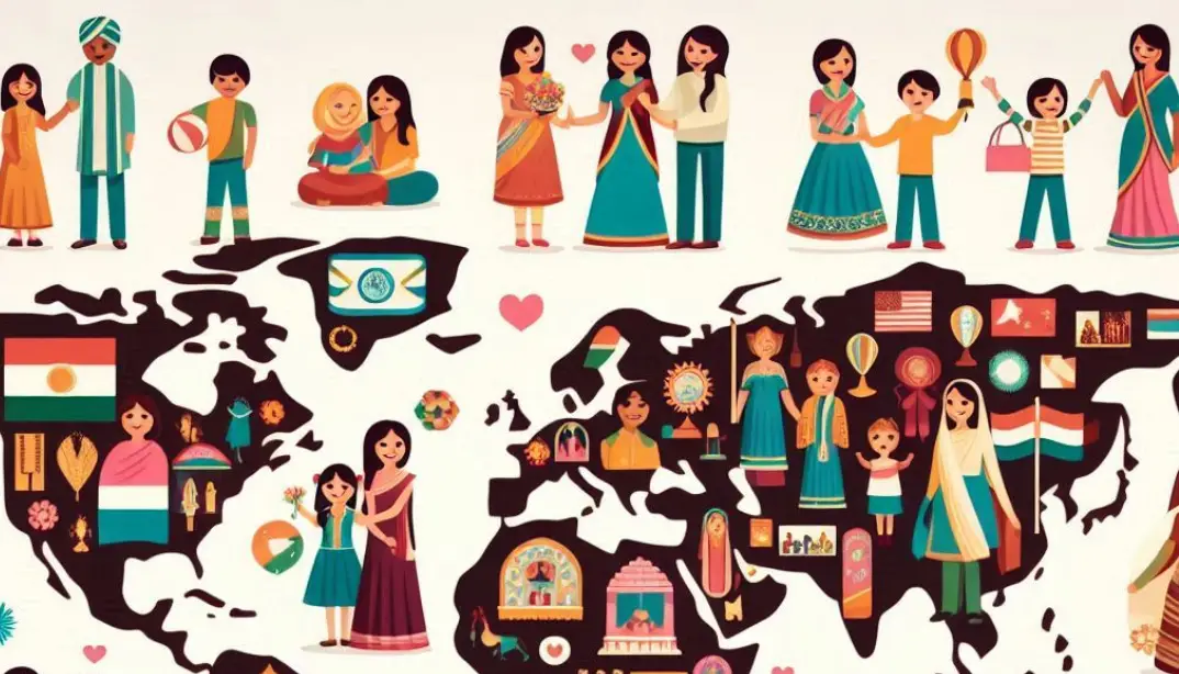 National Daughter's Day: A world map featuring family icons across different regions.