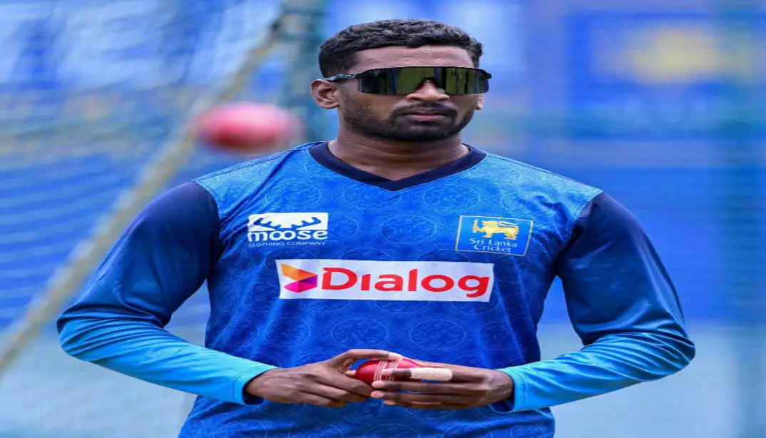 Sri Lanka vs New Zealand 2nd Test: Nishan Peiris in his cricket uniform, holding a cricket ball