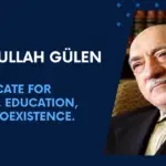 Fethullah Gülen addressing followers, representing the peaceful teachings of the Gülen movement.