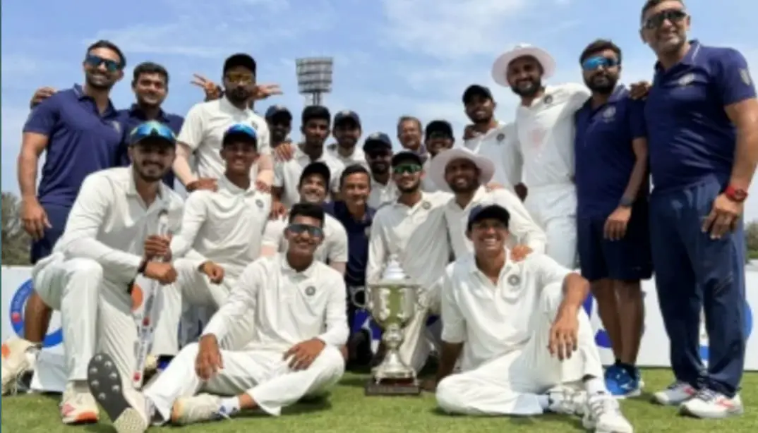 Irani cup: a cricket match with players from both Mumbai and the Rest of India teams competing in the Irani Cup 2024.