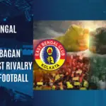 East Bengal and Mohun Bagan players competing in the Kolkata Derby