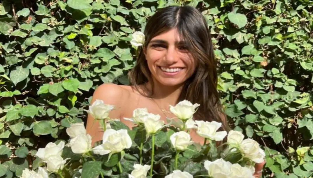 What is Mia Khalifa Doing Now? mia Khalifa meditating in a peaceful garden