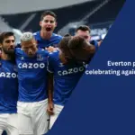 Everton vs Tottenham Hotspur: Everton players celebrating against Tottenham