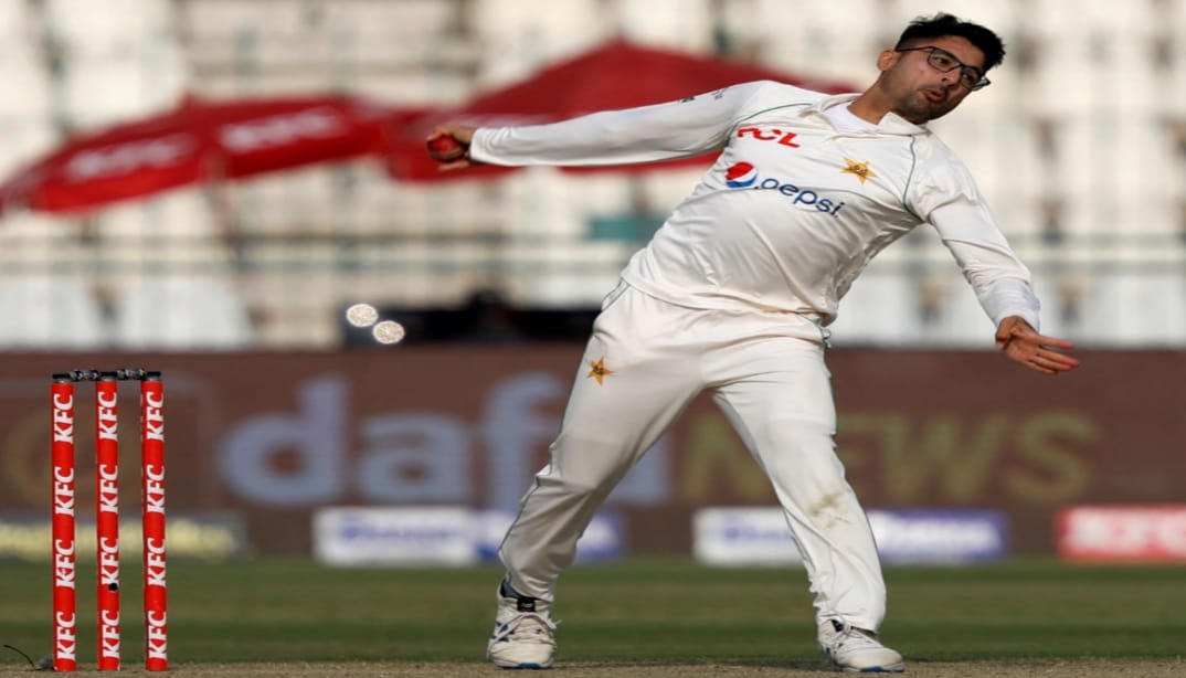 Abrar Ahmed bowling in an ODI match 