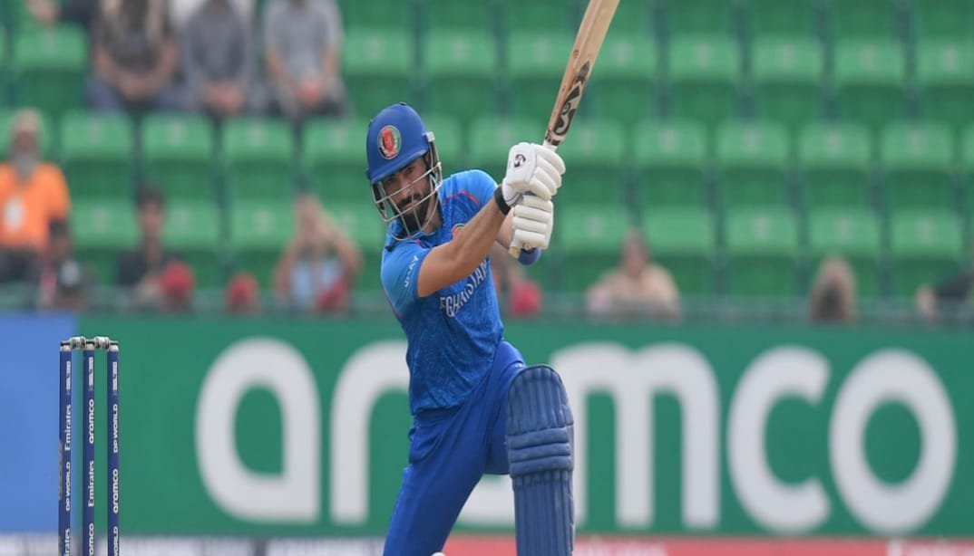 Afghanistan vs Australia: Ibrahim Zadran playing a cover drive.