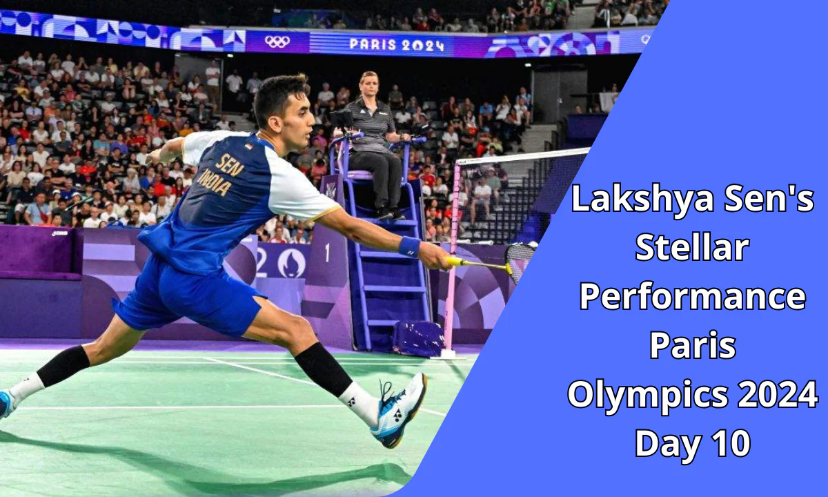 Lakshya Sen in action during his badminton match at the Paris Olympics 2024 Day 10 highlights.