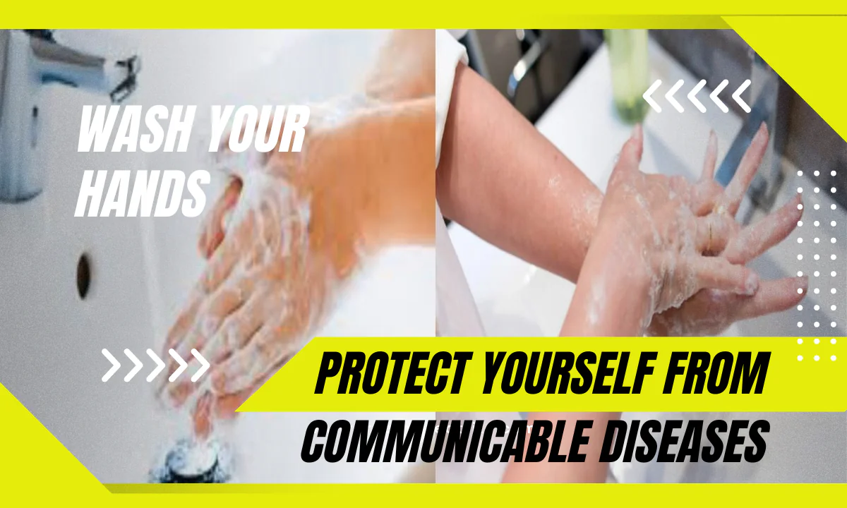 Person washing hands with soap to protect yourself from communicable diseases.