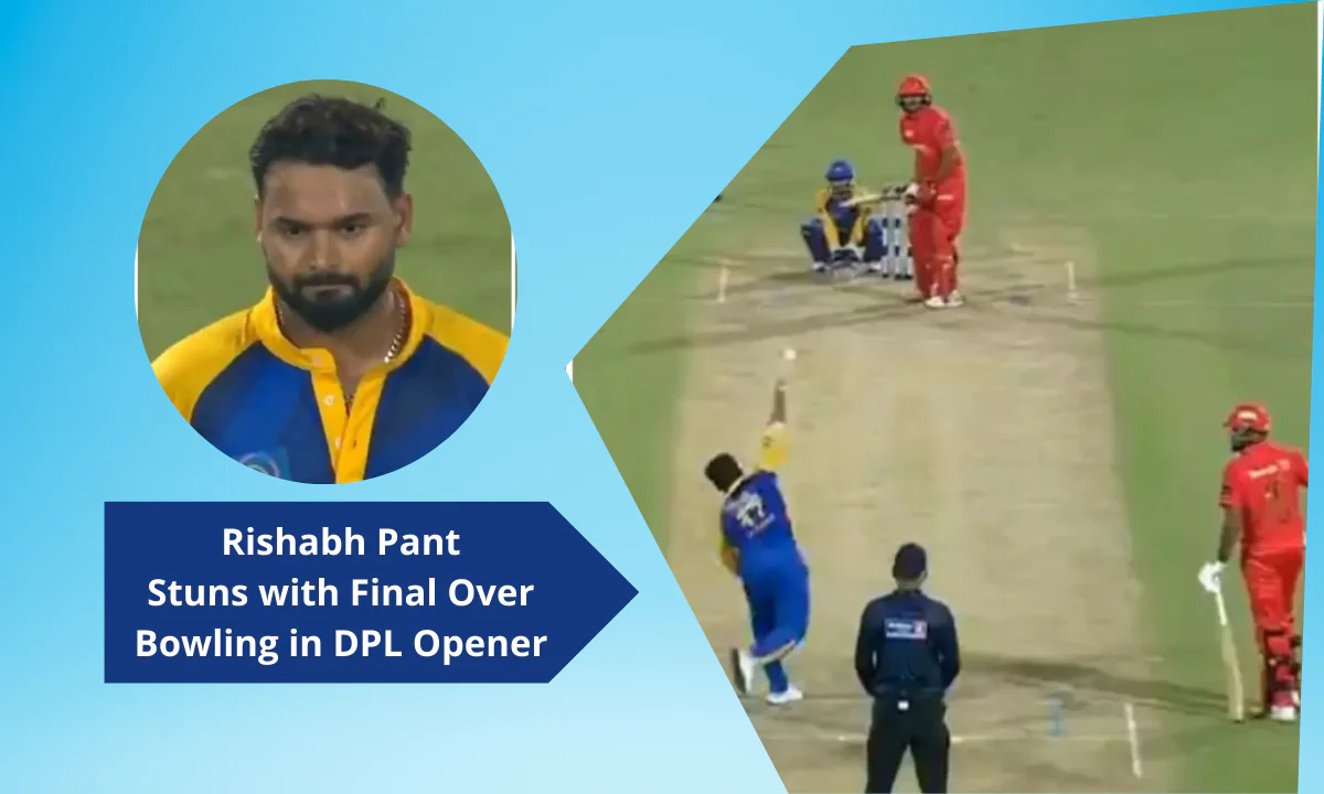 Rishabh Pant bowls the final over in the Delhi Premier League opener.