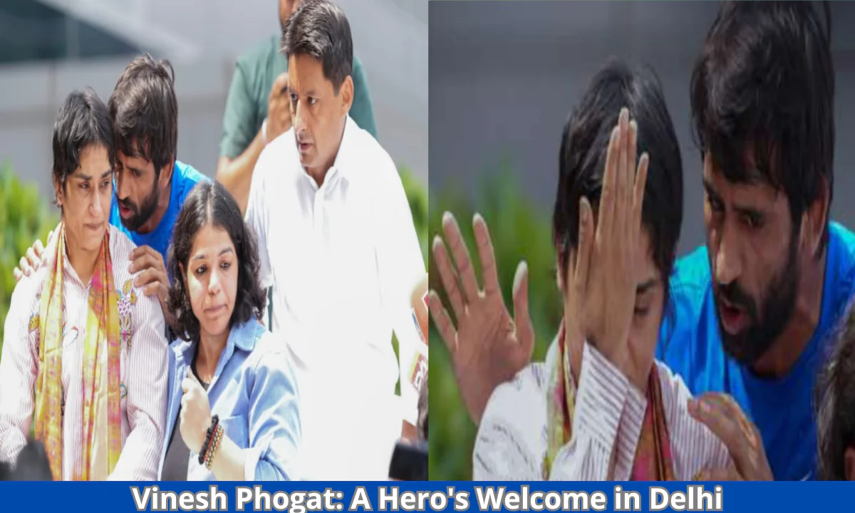 Vinesh Phogat made an made an emotional return at Delhi Airport, with fans cheering and welcoming her.