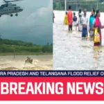 Helicopter conducting flood relief operations in Andhra Pradesh.