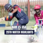 NAM vs USA Cricket Scorecard: Namibia and USA cricket teams in action during the WCL 2 match at Windhoek.