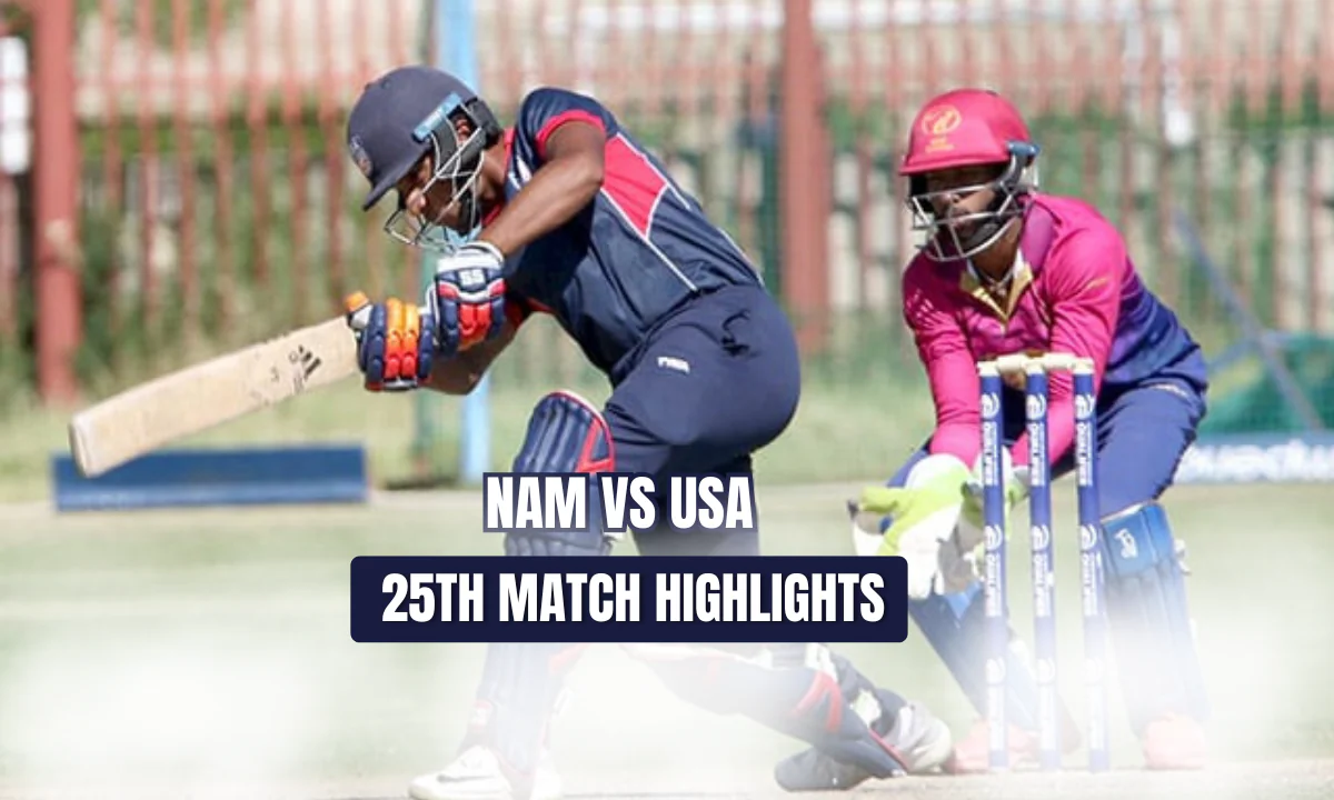 NAM vs USA Cricket Scorecard: Namibia and USA cricket teams in action during the WCL 2 match at Windhoek.