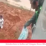 Indian Air Force helicopters delivering relief materials in flood-affected areas of Andhra Pradesh.