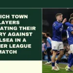 Ipswich Town players celebrating their victory against Chelsea in a Premier League match.