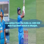 Live action from the India vs UAE U19 Asia Cup 2024 match in Sharjah.