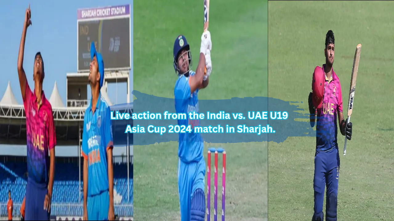 Live action from the India vs UAE U19 Asia Cup 2024 match in Sharjah.