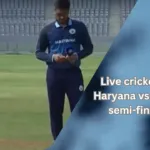 Haryana vs Karnataka: A live cricket action shot of Haryana and Karnataka players during the semi-final.