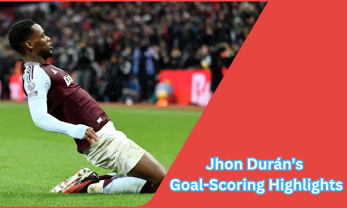 Jhon Durán celebrating a goal for Aston Villa