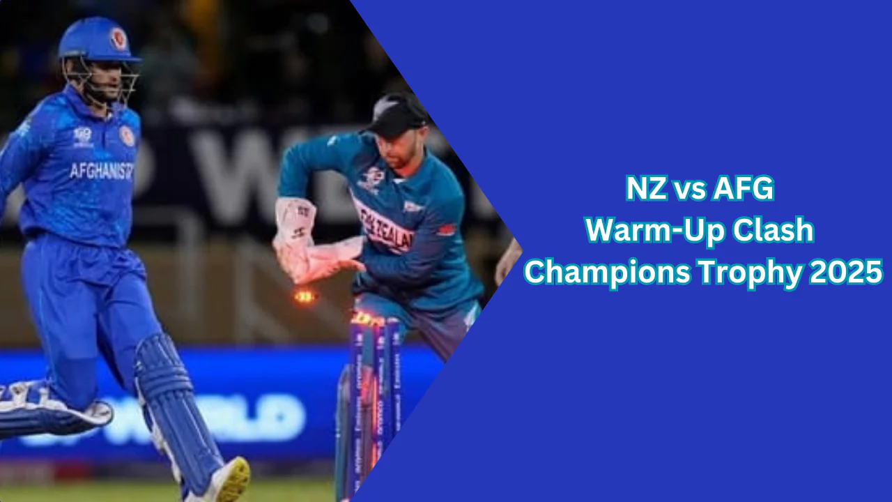 NZ vs AFG Champions Trophy 2025 warm-up match action shot.