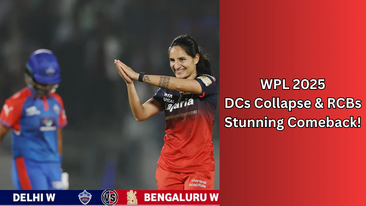 Delhi Capitals vs RCB WPL 2025 match action, with players in intense battle